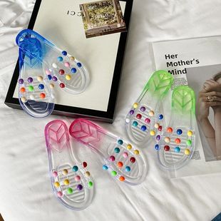 透明水果鞋 拖鞋 沙滩防滑一字拖韩版 女夏室内外可爱软底凉拖鞋 时尚