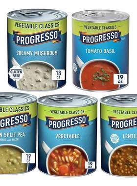 美国进口Progresso浦氏奶油蘑菇汤 番茄罗勒汤 扁豆蔬菜速食汤