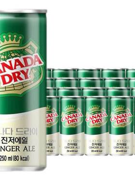 韩国产 加拿大CANADA DRY姜汁汽水干姜水生姜水250ml*30罐进口