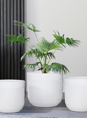 北欧风简约白色落地陶瓷小花盆家用室内客厅三角梅兰花专用