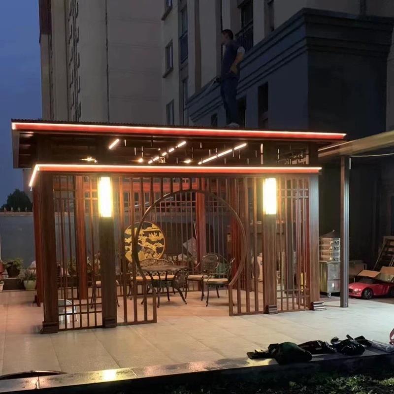 XY铝合金凉亭新中式别墅庭院露台休闲室外户外凉亭定制亭子院子花