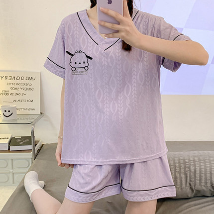 大码睡衣女夏季薄款纯棉短袖短裤200斤加肥特大码300斤胖MM汗蒸服