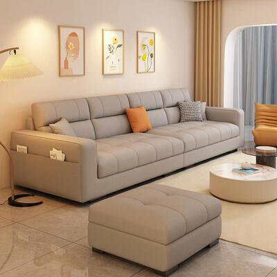 CBD家居猫抓皮真皮沙发轻奢客厅小户型三四人位简约现