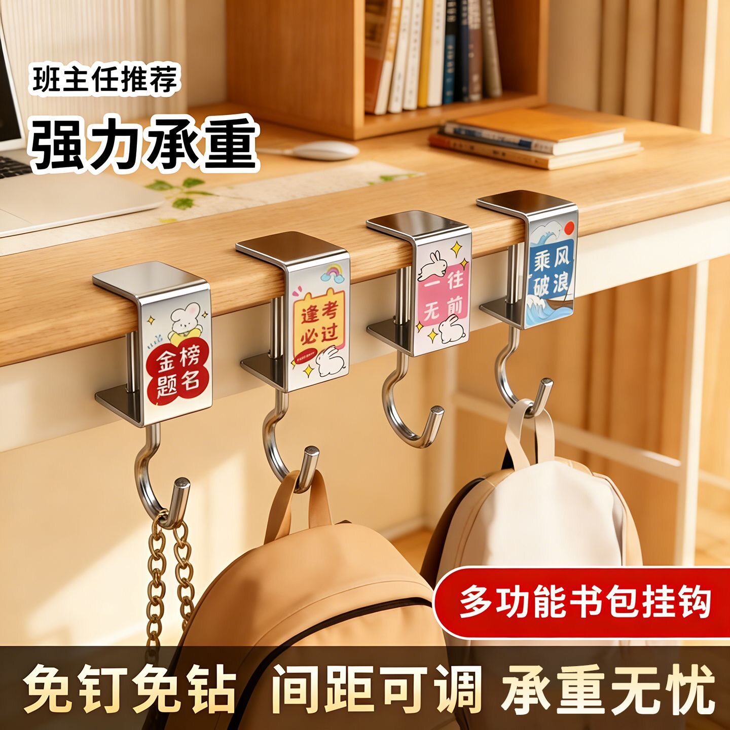 卡通学生强力承重免钉书包挂钩图片