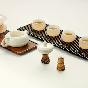 大漆竹根盖置壶盖托 功夫茶具壶承茶搁摆件 紫砂壶铜铁壶茶道配件
