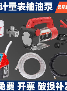 小型电动加油枪带计量 12v24v200v加油泵 抽柴油泵 带自动封油泵.
