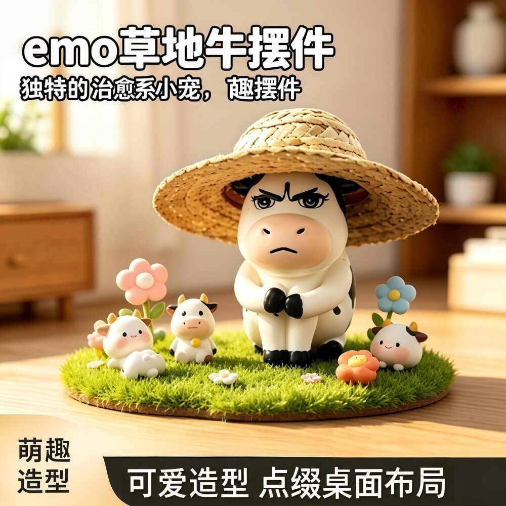 可爱丑萌牛公仔桌面摆件礼物