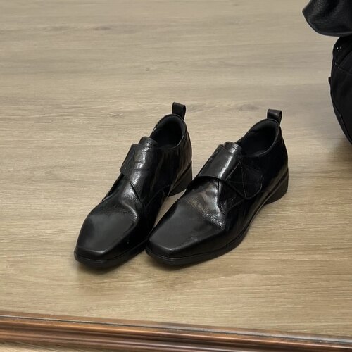 Dannyfrey复古风黑色魔术贴皮鞋