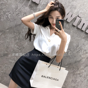 套装 职业装 女2024新款 短袖 高级感小个子气质雪纺衬杉 夏季 白色衬衫