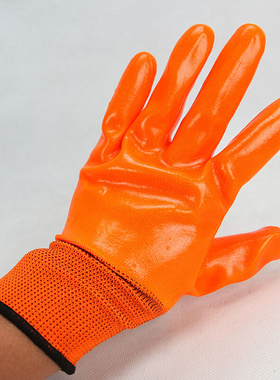 。创信p358纯胶加厚PVC全挂耐磨耐油防水牛津胶皮机械工地劳保手