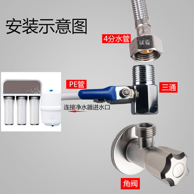 。德国进口家用RO反渗透净水器连接角阀4分进水三通转2分球阀开关