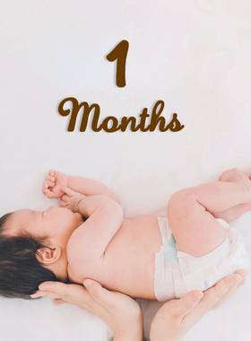 日式ins月龄宝宝无纺布英文months百天满月周岁布置记录拍照道具