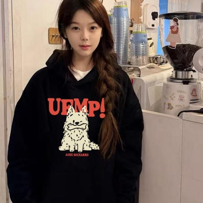 连帽黑色卫衣女2025新款爆款秋冬