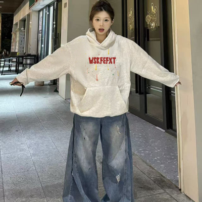 卫衣女纯棉银狐绒秋冬连帽