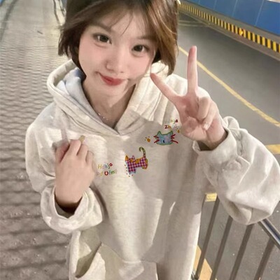 纯棉秋冬加绒加厚卫衣女