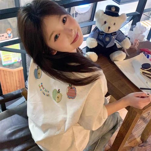 夏季纯棉短袖t恤女宽松半袖上衣