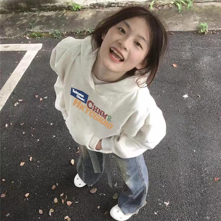 纯棉银狐绒秋冬加绒加厚卫衣女