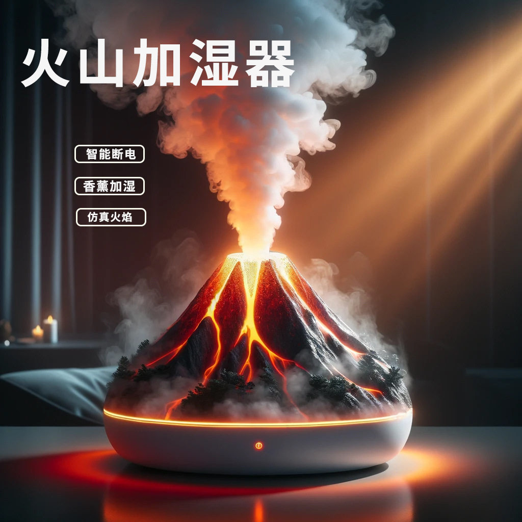 新款北欧仿真火焰香薰机卧室氛围灯加湿器空气净化器家居智能礼物