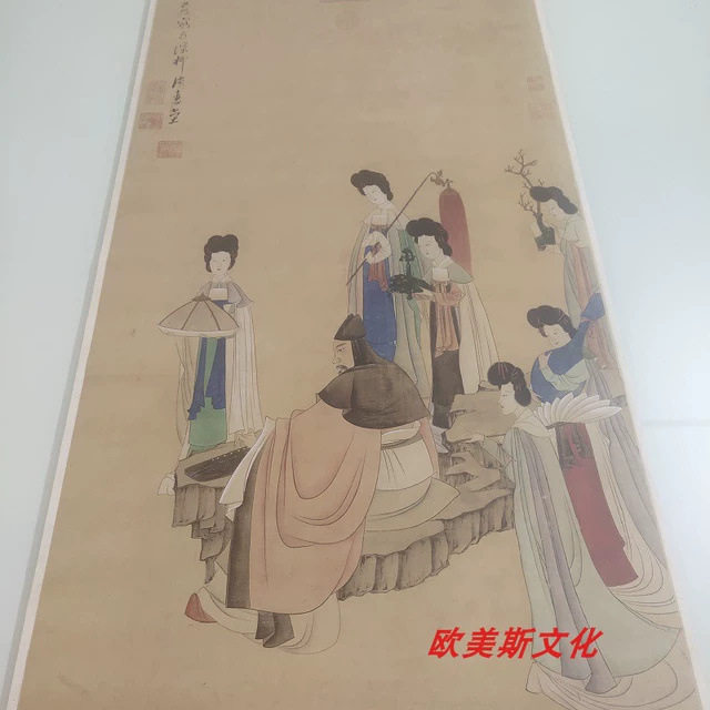 陈洪绶仕女图明朝人物字画真迹宣纸微喷复制临摹工笔人物装饰画