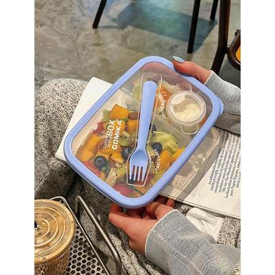 COMIKA口咔便当盒分隔保鲜饭盒可加热外带野餐带叉子水果沙拉盒杯