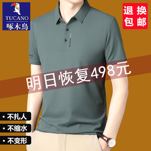 中年薄款 休闲短袖 polo衫 宽松半袖 品牌t恤2025新款 啄木鸟男士 夏季