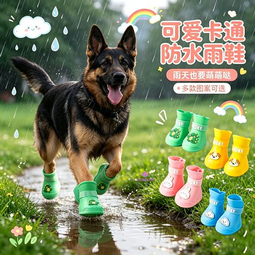 德牧专用狗狗雨鞋大型犬小狗下雨天防脏脚套宠物雨靴高筒不掉鞋子