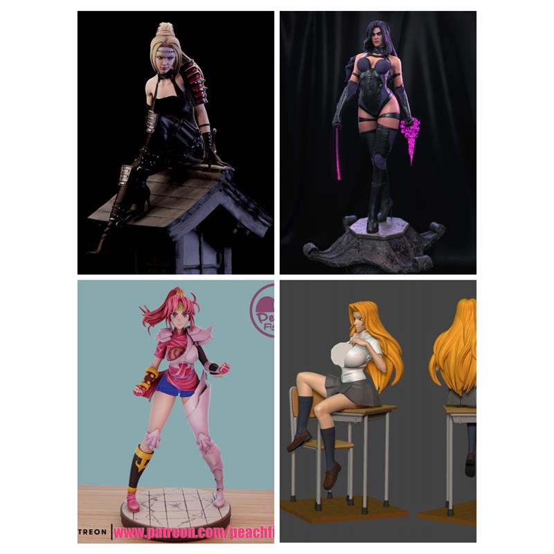 211-动漫游戏美女手办模型合集-20个3D打印stl数据文件素材非实物