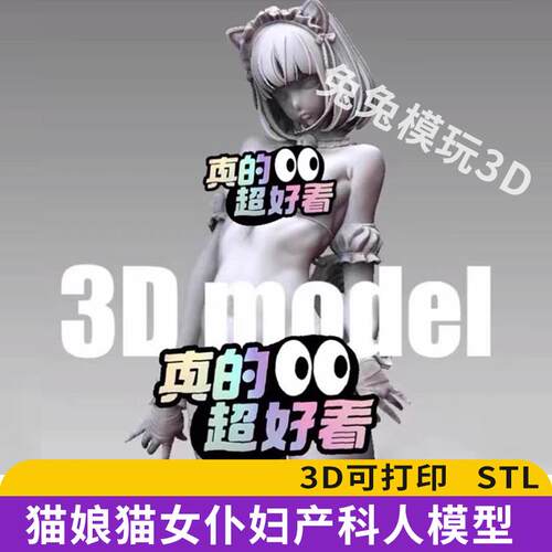 手办产妇人科M STL猫娘猫女仆妇产科人模型含已拆版本与一体版