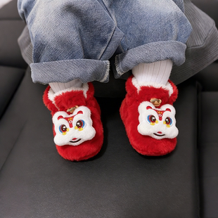 虎头鞋婴儿鞋子宝宝红色醒狮棉鞋6到12个月小月龄冬鞋新年步前鞋