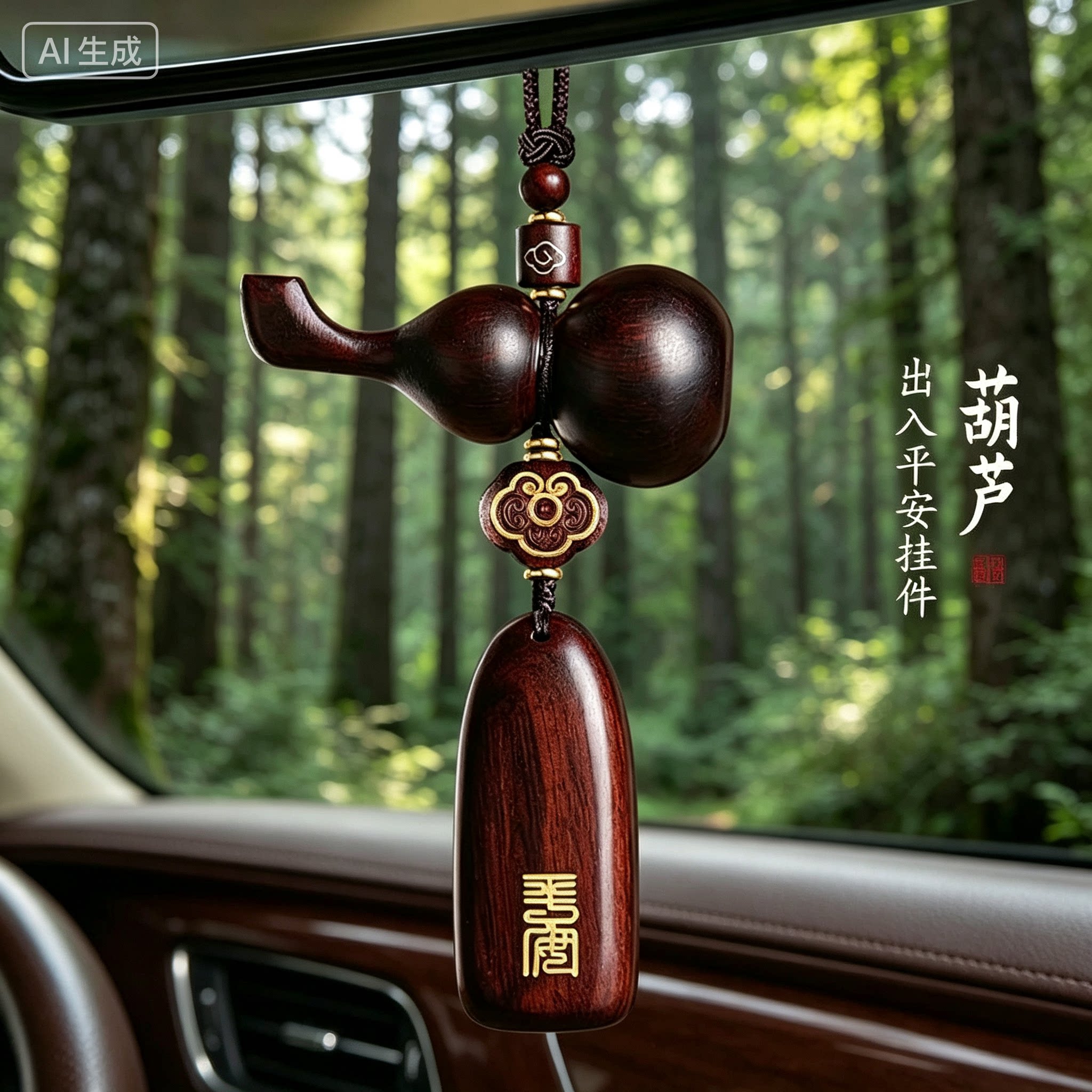 檀木葫芦汽车挂件 出入平安 国车挂