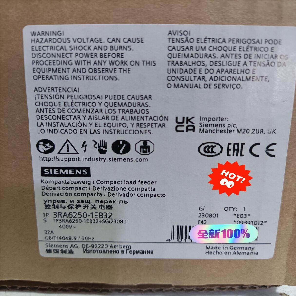 【议价】3RA6250-1EB32 德国Siemens西门子控制与保