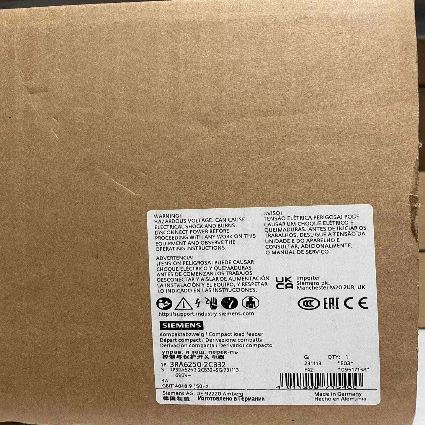 【议价】3RA6250-2CB32  SIRIUS 紧凑型负荷馈线