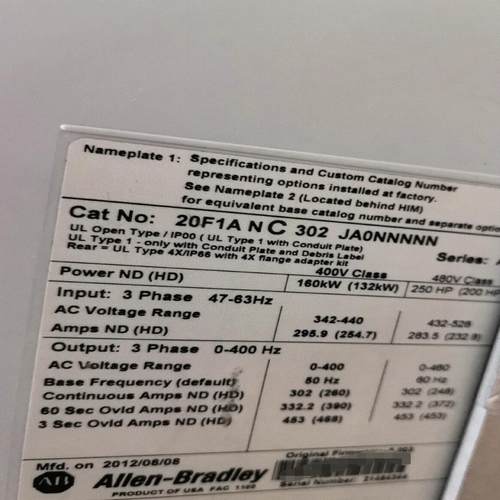 【议价】罗克韦尔AB变频器20F1ANC302JA0NNNNN二手包