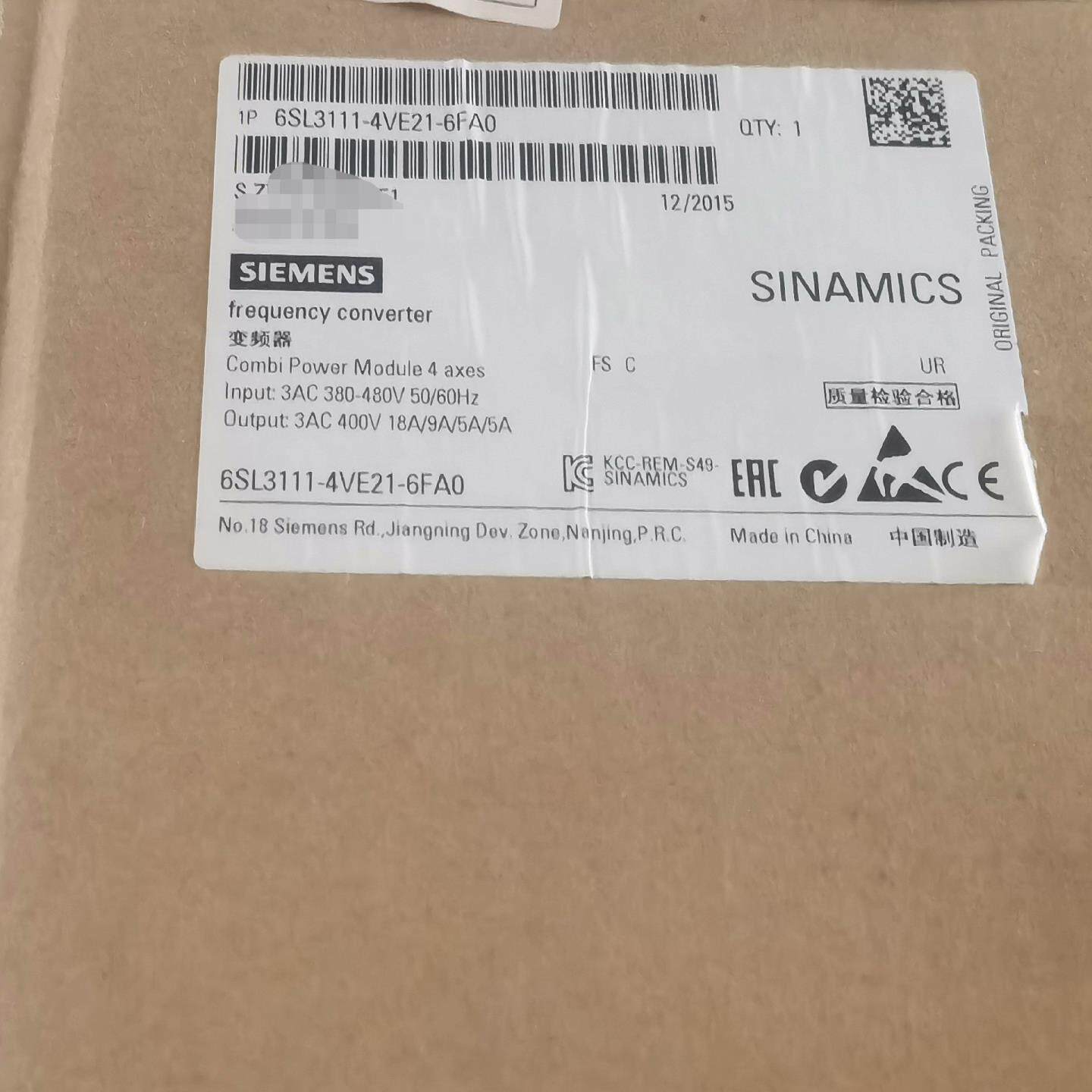 【议价】西门子6SL3111-4VE21-6FA0全新现货