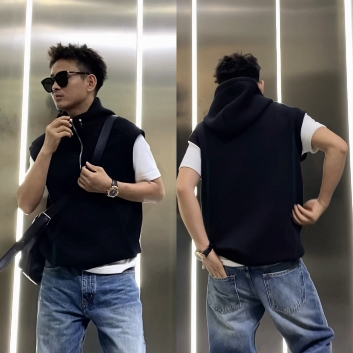 秋季男士时尚帅气连帽拉链马甲