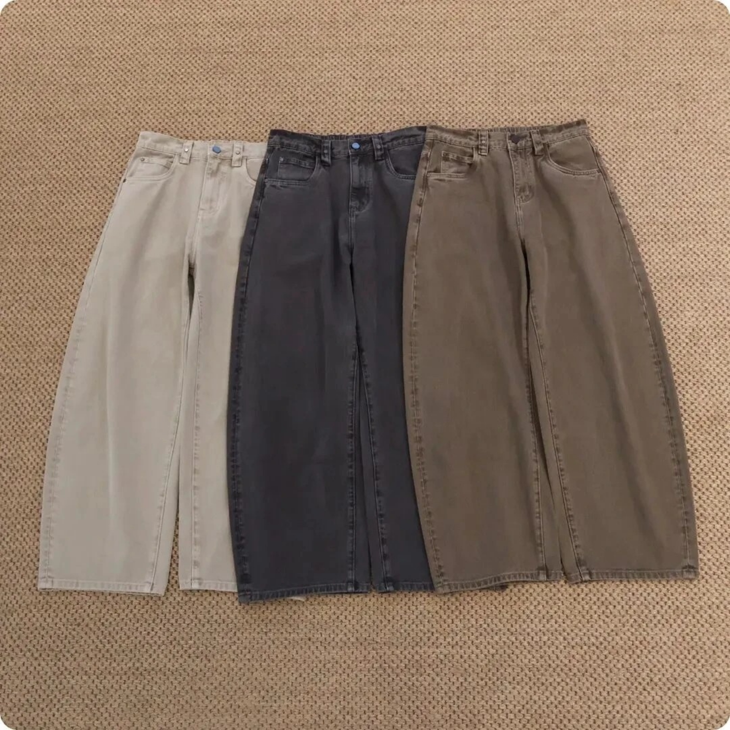 秋季百搭低饱和色系复古直筒裤男
