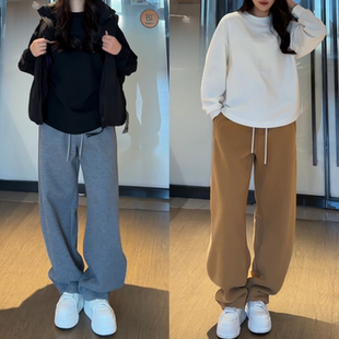 时尚 香蕉裤 简约加绒抽绳休闲裤 潮流纯色重磅卫裤 冬季 男女同款 新款