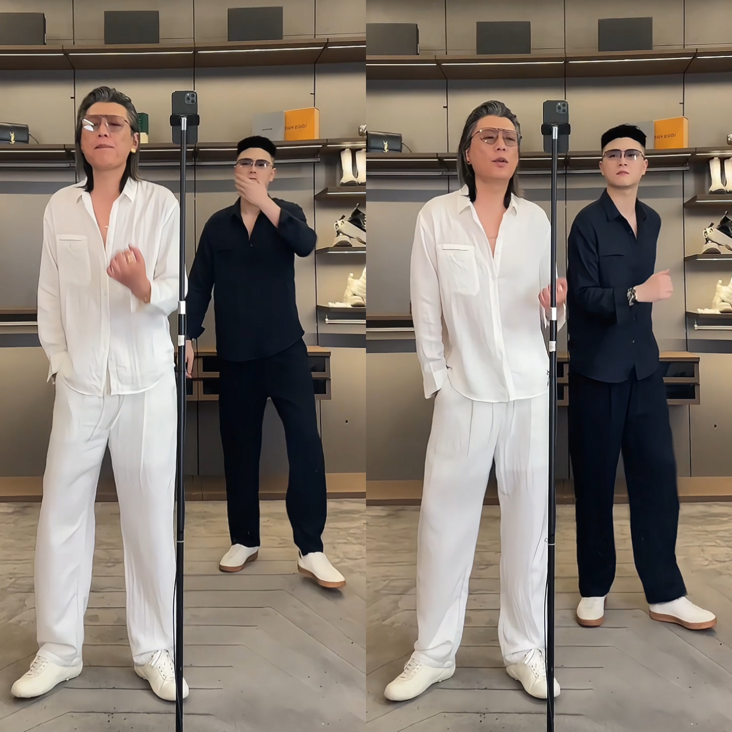 夏季高级感垂感薄款衬衫直筒长裤男士商务休闲简约老钱风两件套装