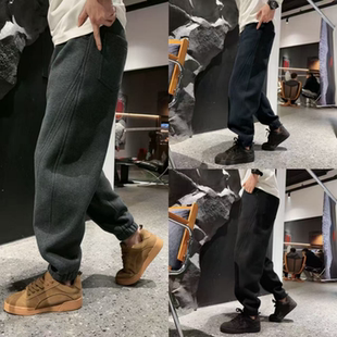 男士 新款 时尚 简约百搭美式 高品质 立体剪裁休闲裤 加绒束脚卫裤 冬季