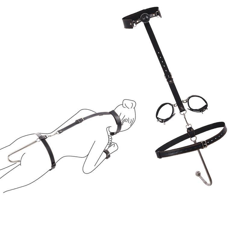 BDSM Handcuffs Anal Hook Mouth Plug Collar Slave Bondage Kit
