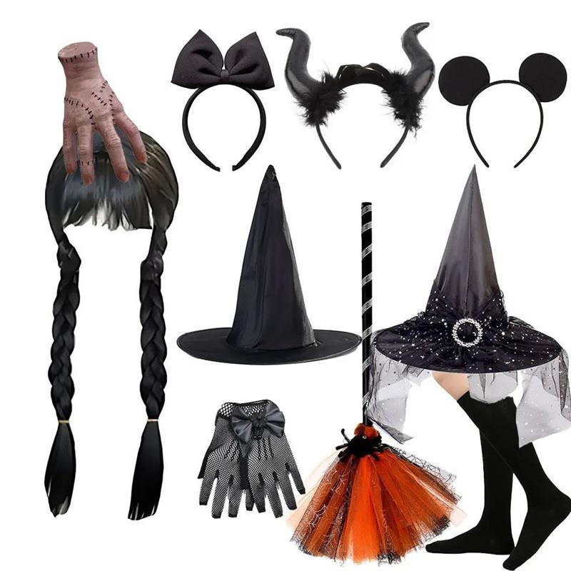 Children Halloween Party Accessories Girls Wednesday Wig