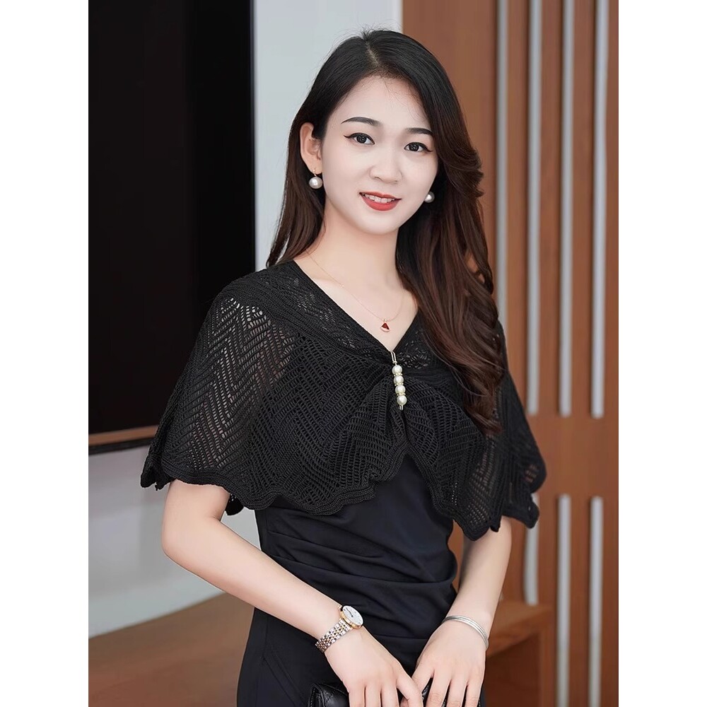 防晒套头针织披肩女夏季薄款时尚百搭配裙子护颈显瘦遮肉短款外搭