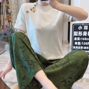 子加大碼 棉綢褲 女 居家可外穿綿綢褲 網紅爆款 女士薄款 人造棉闊腿褲