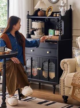 法式实木餐美边复古边客厅靠墙茶一体柜水储物柜中AMU古式厨房收