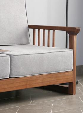 北美黑桃木实木沙发三布人位TOR两人位简胡约洗可拆现代艺沙发组