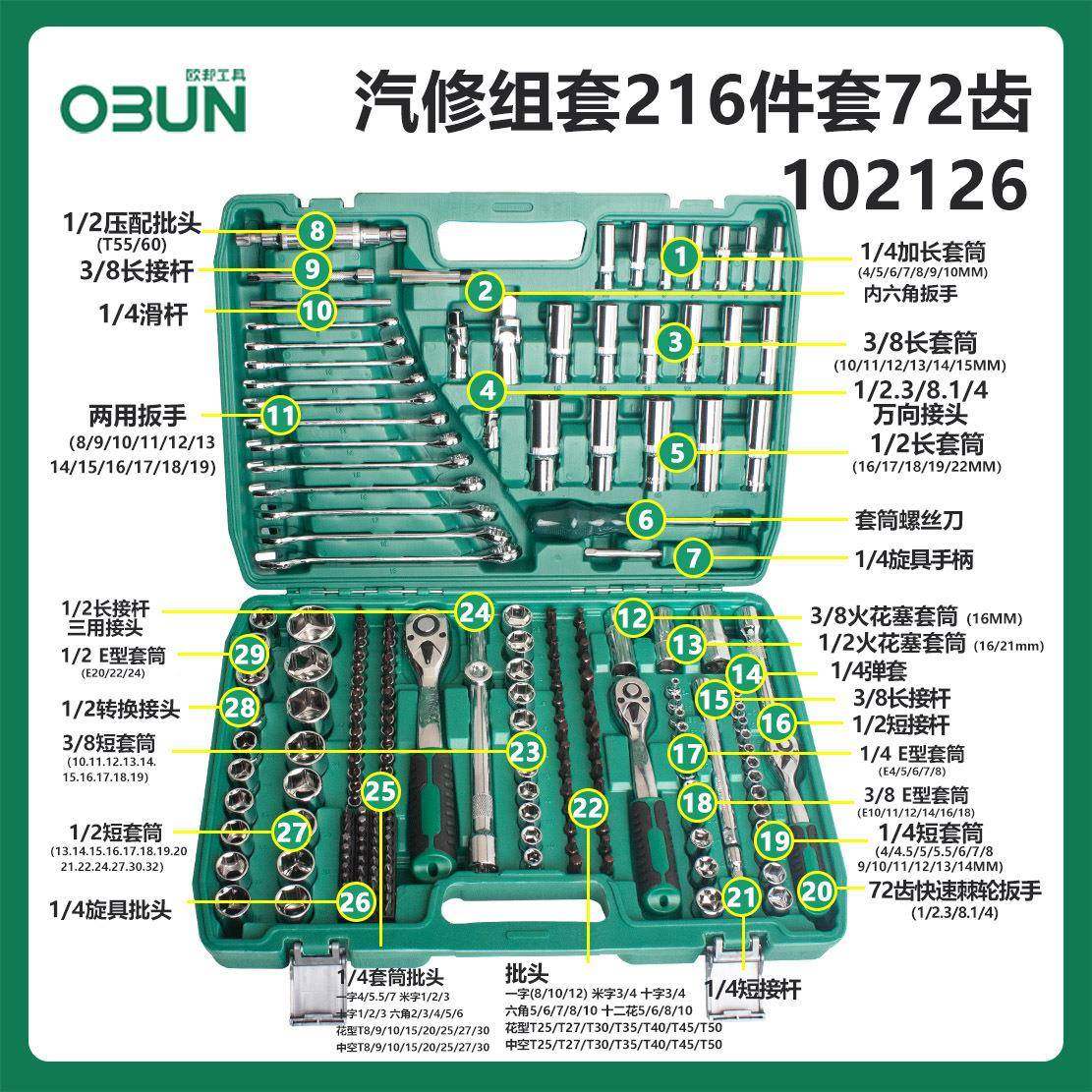 16修汽工具套PLL装套筒扳手棘汽轮车维修组2合修车工具箱多功能小