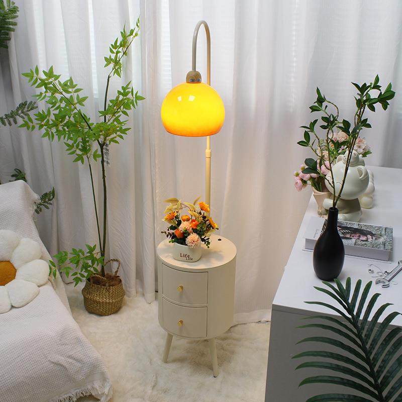 卧室油风置物落灯客厅沙发架奶53078氛围感装饰床头柜地一体台灯,家装灯饰光源,装饰落地灯,淘宝优惠券,粉丝福利购,淘宝优惠卷
