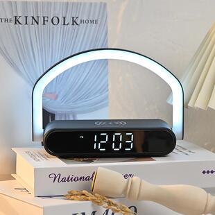 创意时子尚1手提LED夜灯0W无线充LED镜小钟化妆镜面钟床头BW-2208
