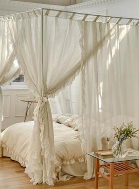 2025款亚MIE麻床幔落地开门蚊帐遮光防尘四季床帘三家用法新主式