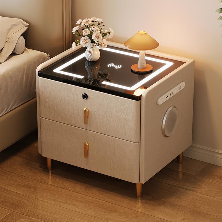 充功网红能床头柜现代简约纯实木卧室置物柜智多能ltao1010无线电
